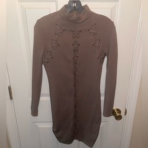 Khaki brown long sleeve dress